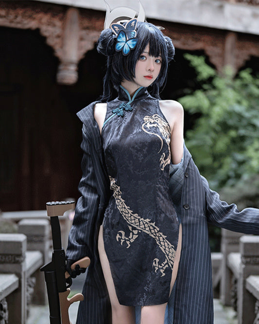 ブルーアーカイブ 竜華キサキ コスプレ衣装セット チャイナドレス ロングジャケット コスチューム