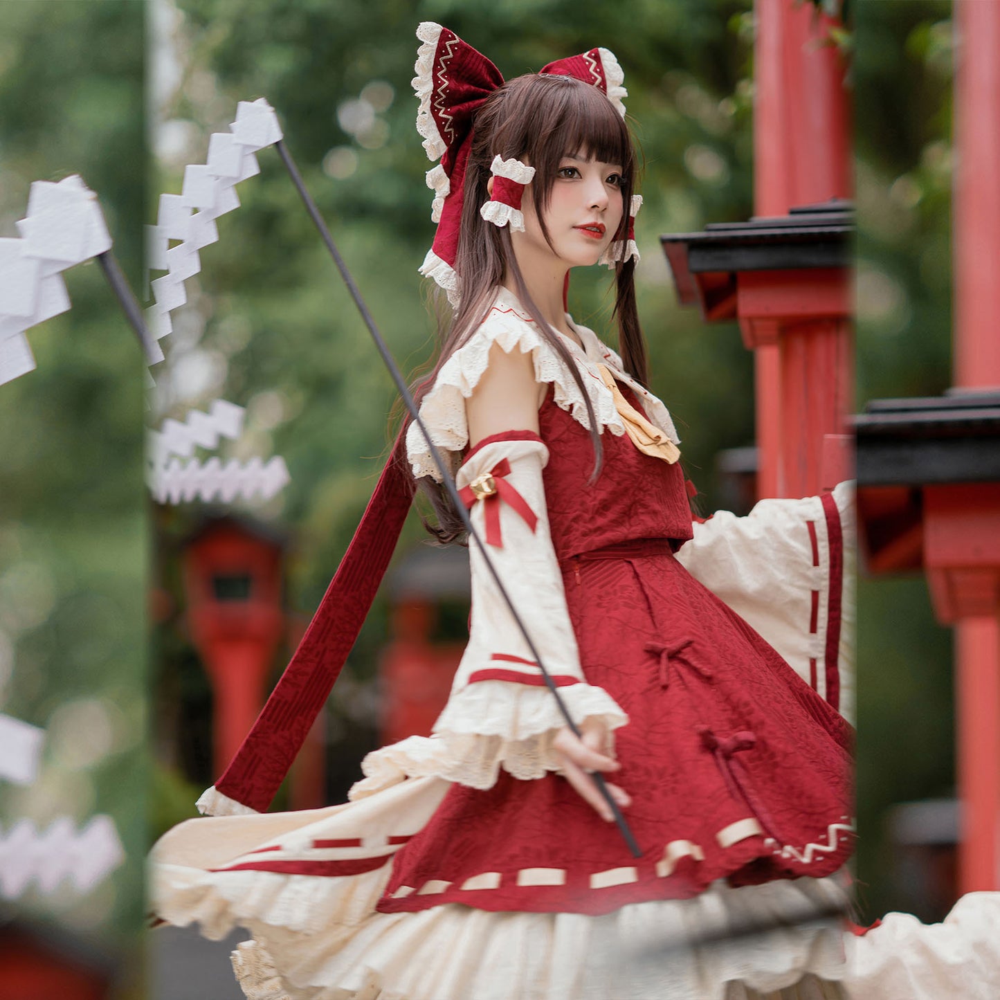 博麗霊夢 コスプレ アニメ ハロウィン レディース ロリータ 巫女