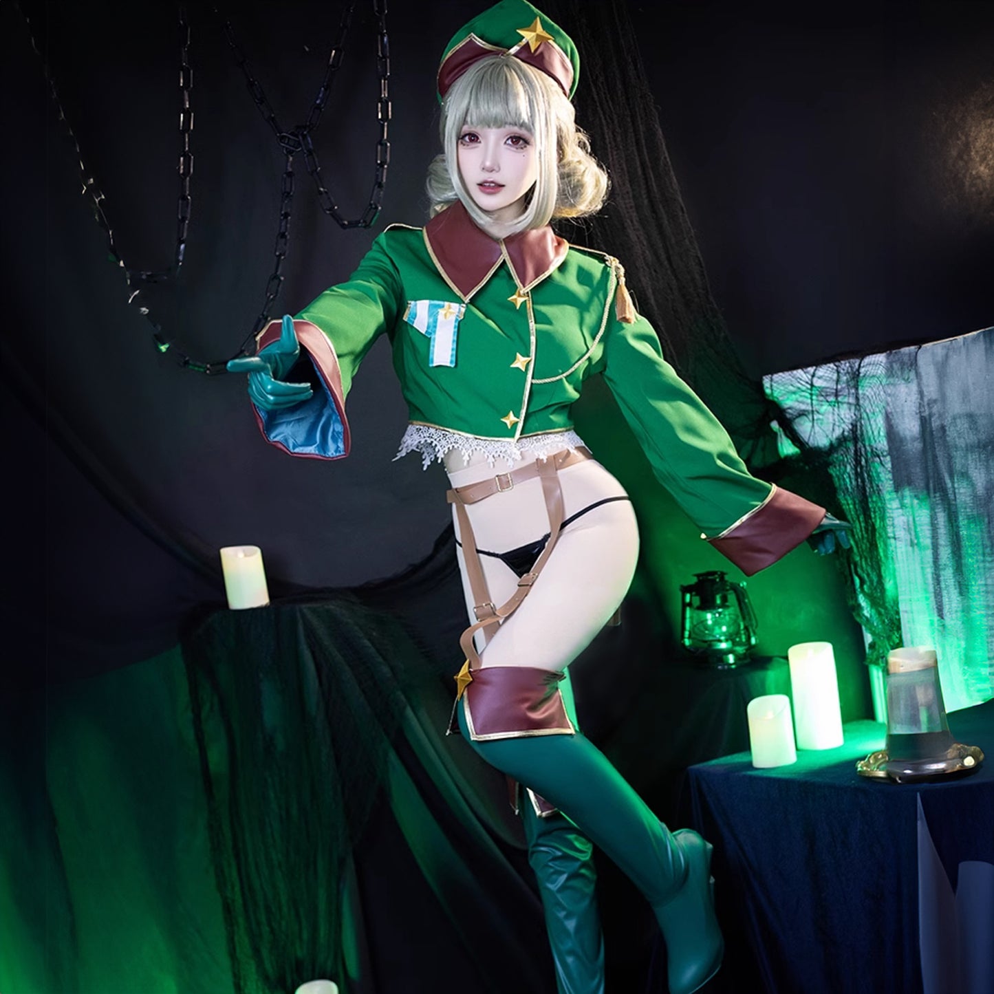 ウィッグ付き 魔法少女にあこがれて 阿良河キウィ レオパルト コスプレ アニメ 緑