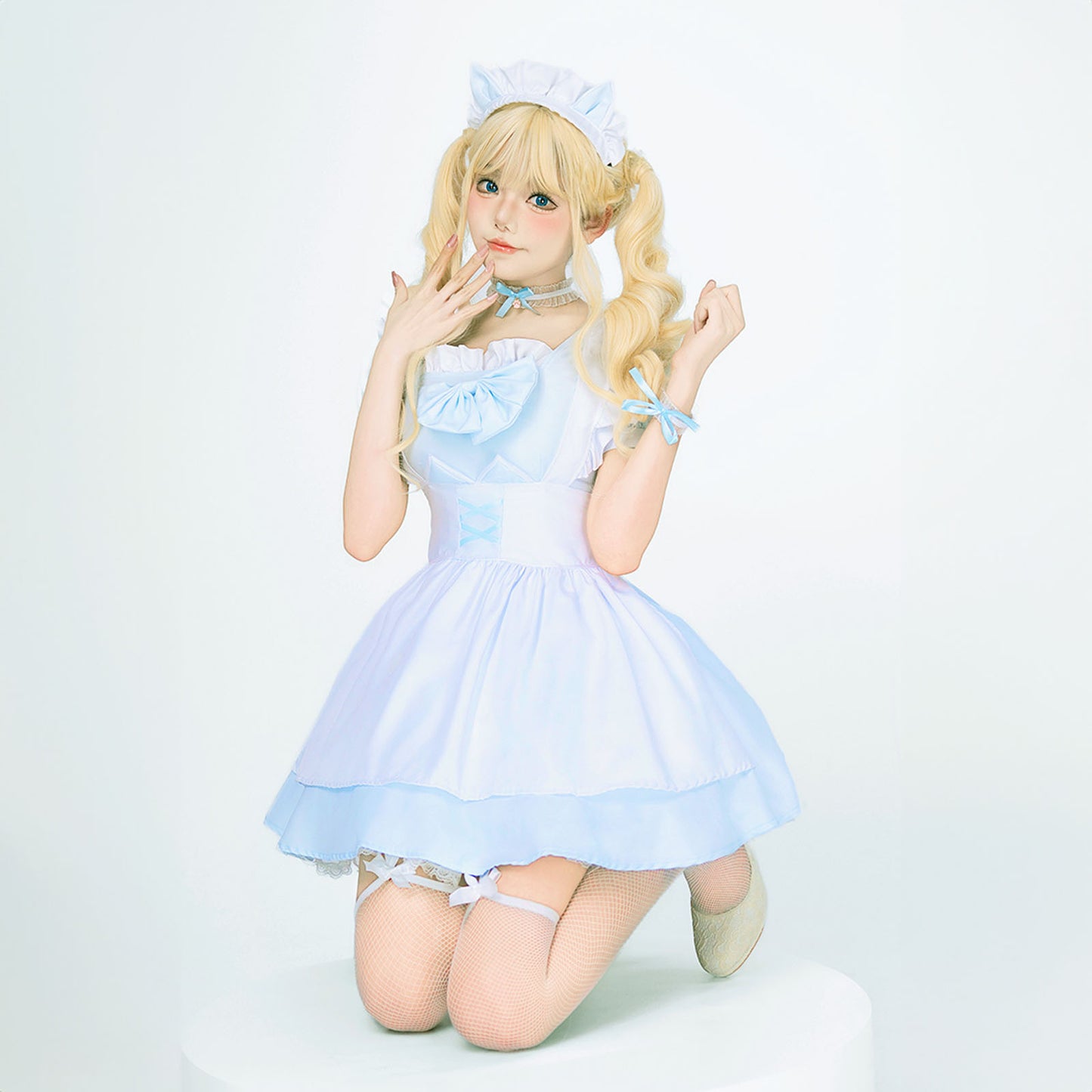 ハロウィン コスプレ 仮装 レディース ロリータ メイド 半袖 水色