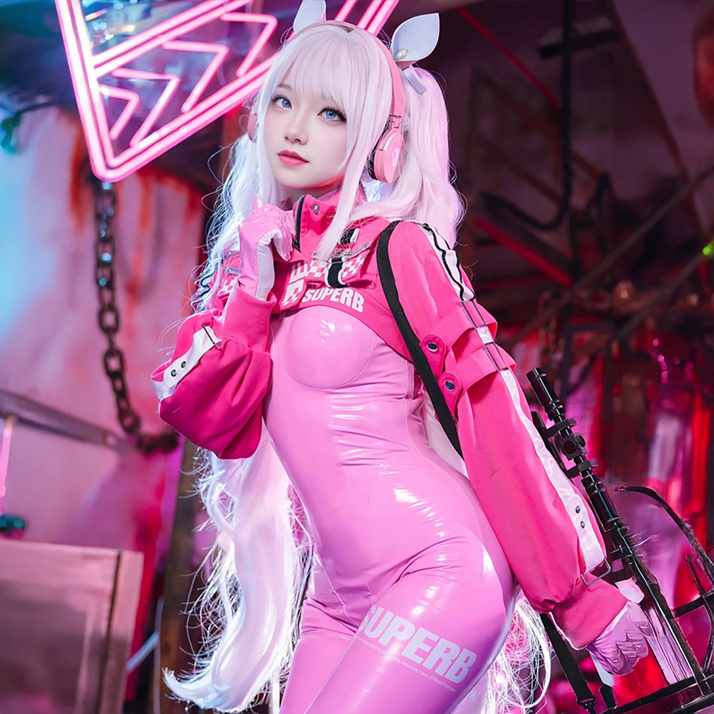 勝利の女神 NIKKE アリス コスプレ ボディースーツ ピンク 大人用 コスチューム 即納 高品質