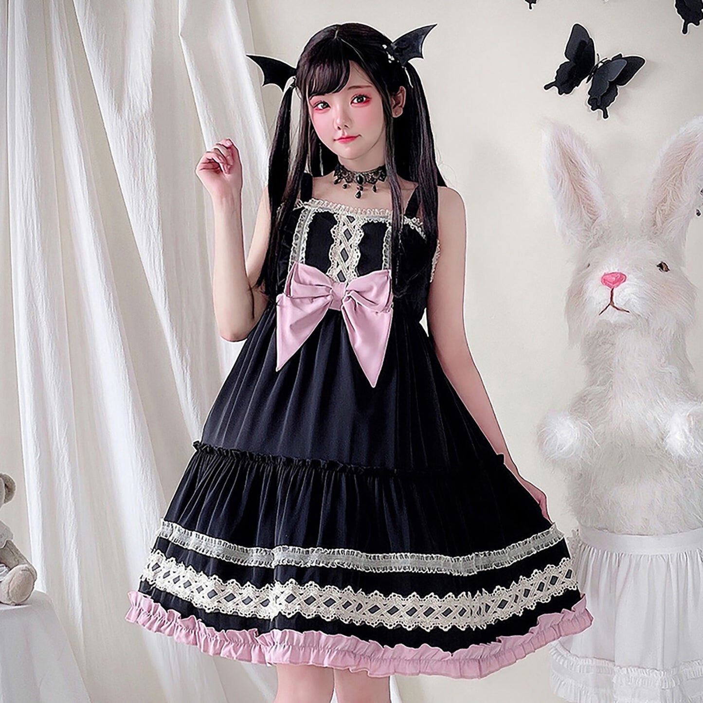 ハロウィン コスプレ 仮装 ワンピース 小悪魔 リボン ブラック