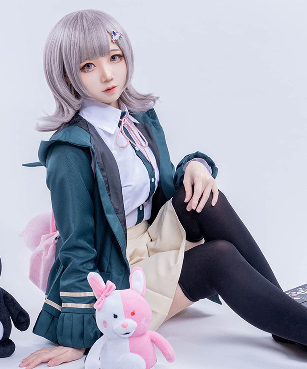 ウィッグ付き スーパーダンガンロンパ 七海千秋 風 制服 コスプレ 衣装 コスチューム レディース