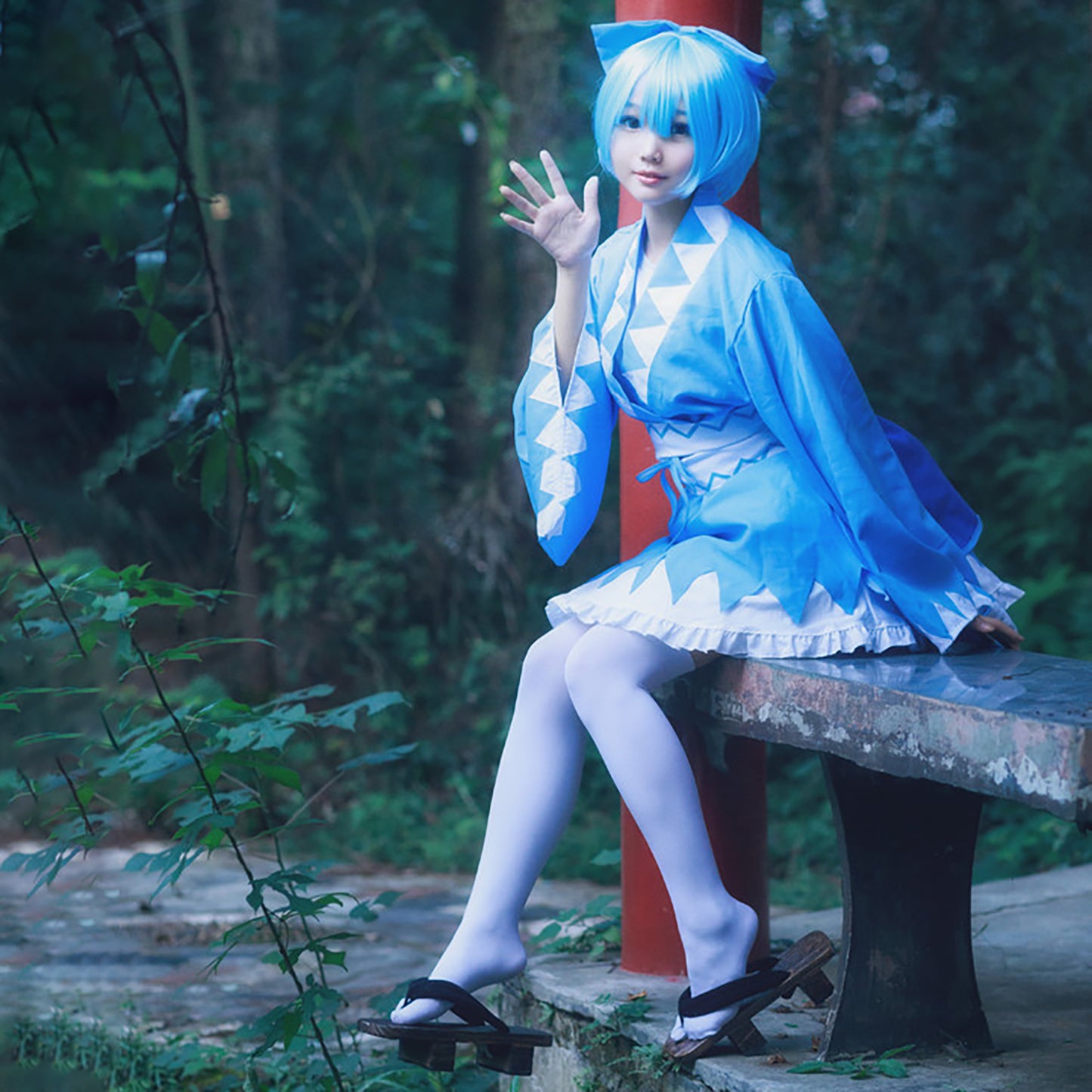 東方project 東方紅魔郷 チルノ 風 コスプレ 衣装 ウィッグ付き★ 仮装 コスチューム