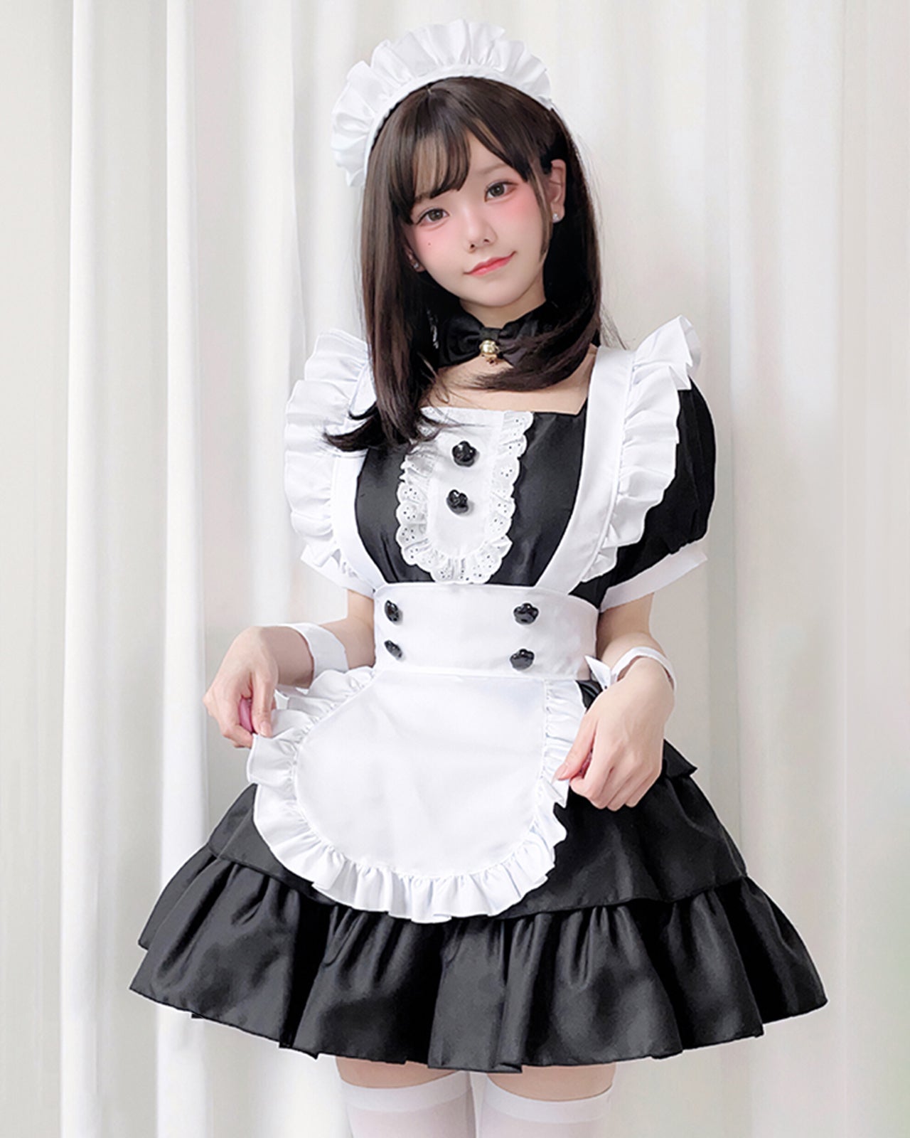 メイド服 コスプレ ハロウィン 仮装 衣装 フリル ミニ丈 花 ボタン