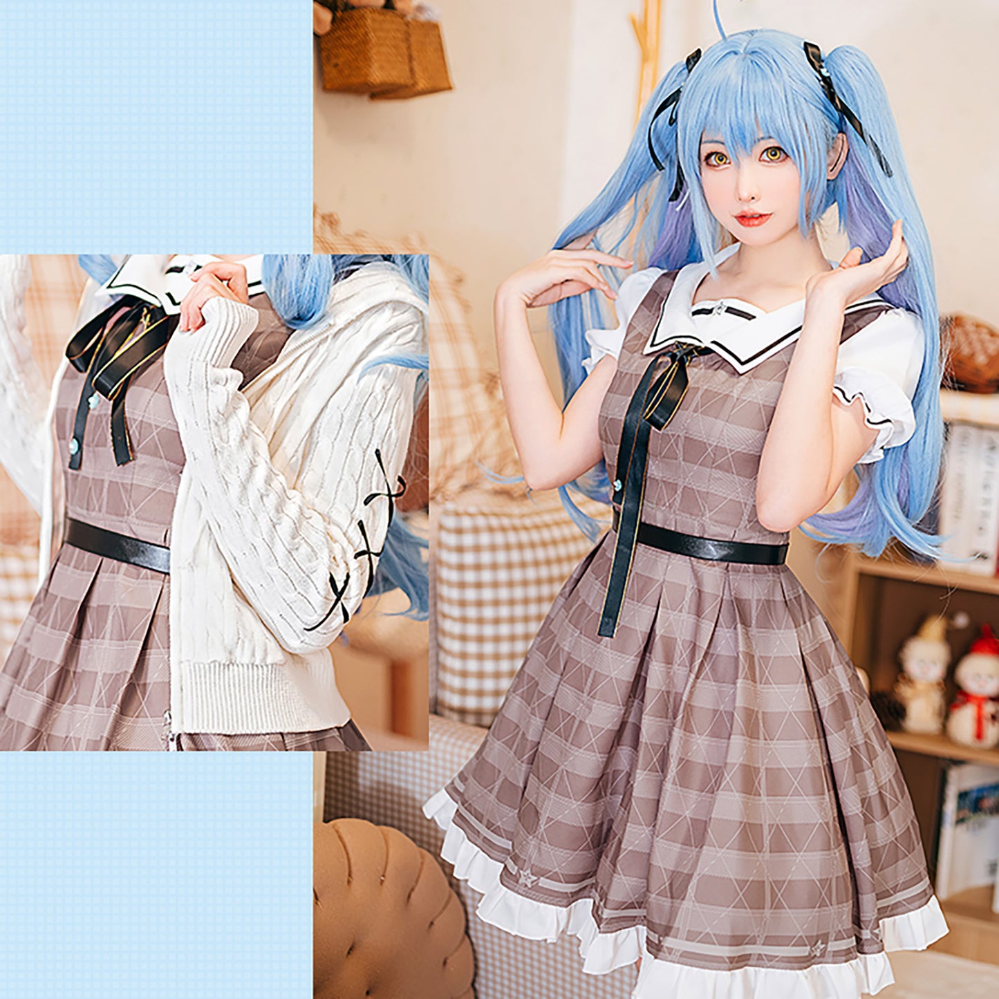 雪花ラミィ コスプレ ワンピース ハロウィン チェック ホロライブ