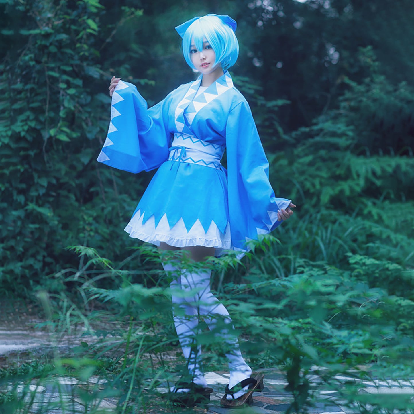 東方project 東方紅魔郷 チルノ 風 コスプレ 衣装 ウィッグ付き★ 仮装 コスチューム
