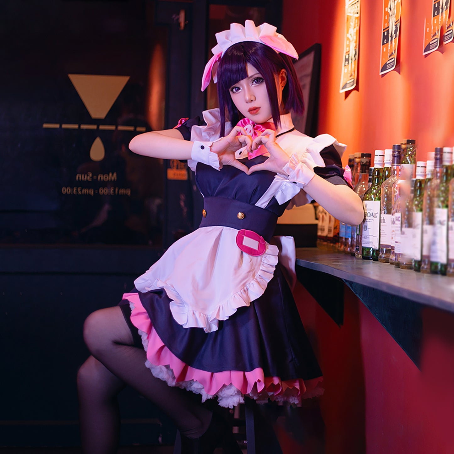 アキバ冥途戦争 万年嵐子 コスプレ アニメ ハロウィン メイド服