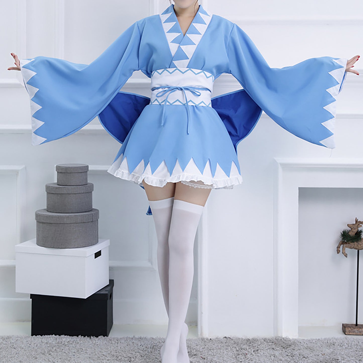 東方project 東方紅魔郷 チルノ 風 コスプレ 衣装 ウィッグ付き★ 仮装 コスチューム