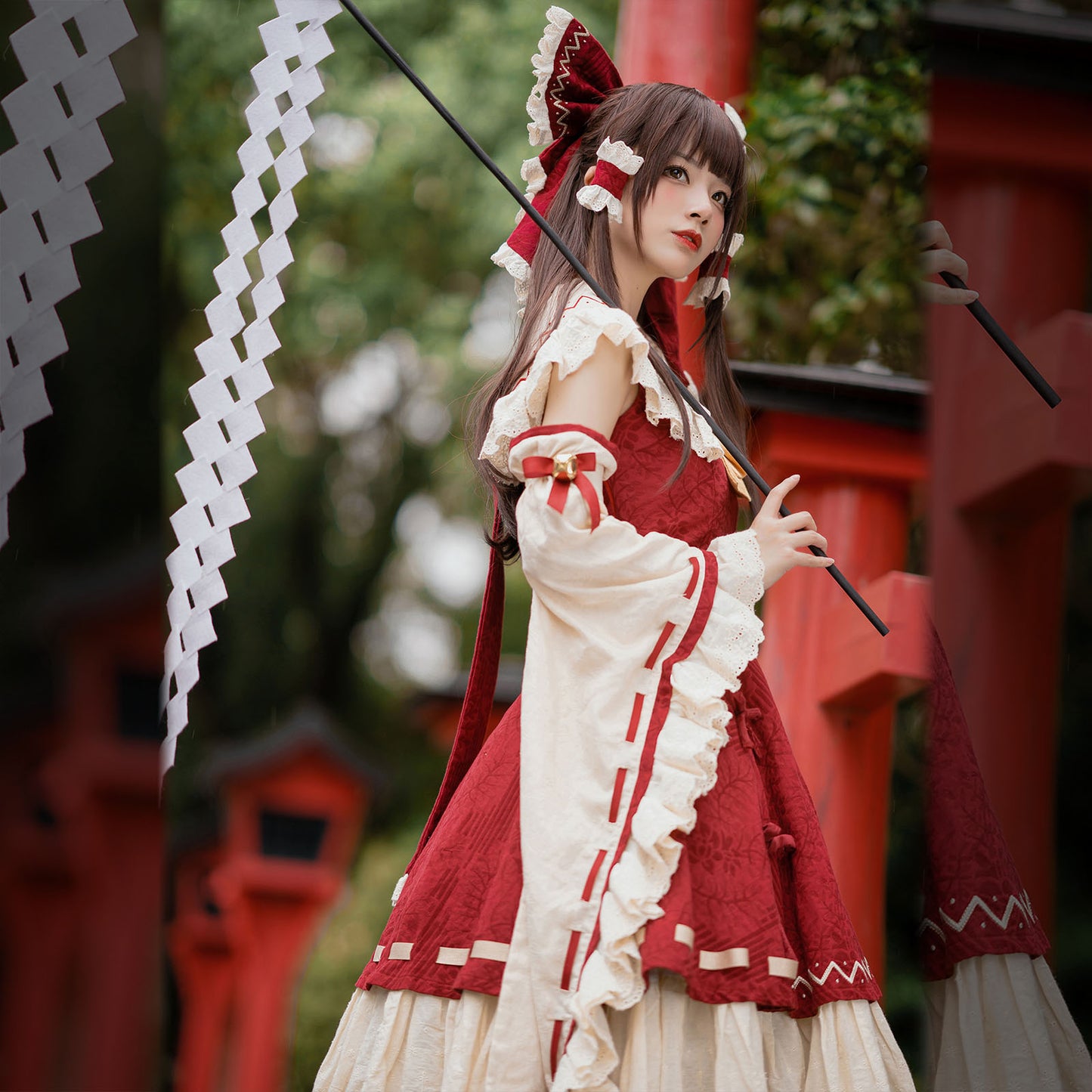 博麗霊夢 コスプレ アニメ ハロウィン レディース ロリータ 巫女