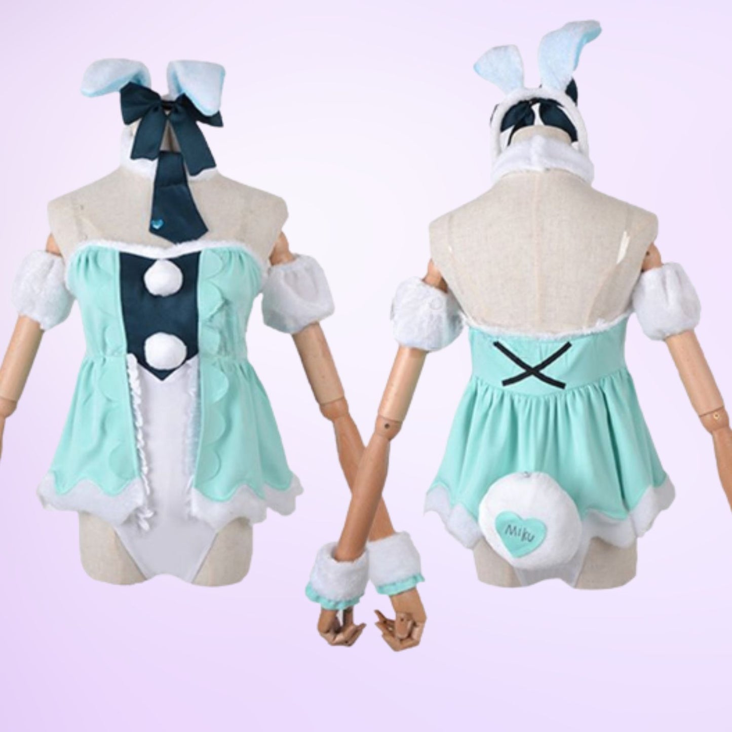 ウィッグ付き 初音ミク コスプレ ハロウィン バニーガール 白うさぎ
