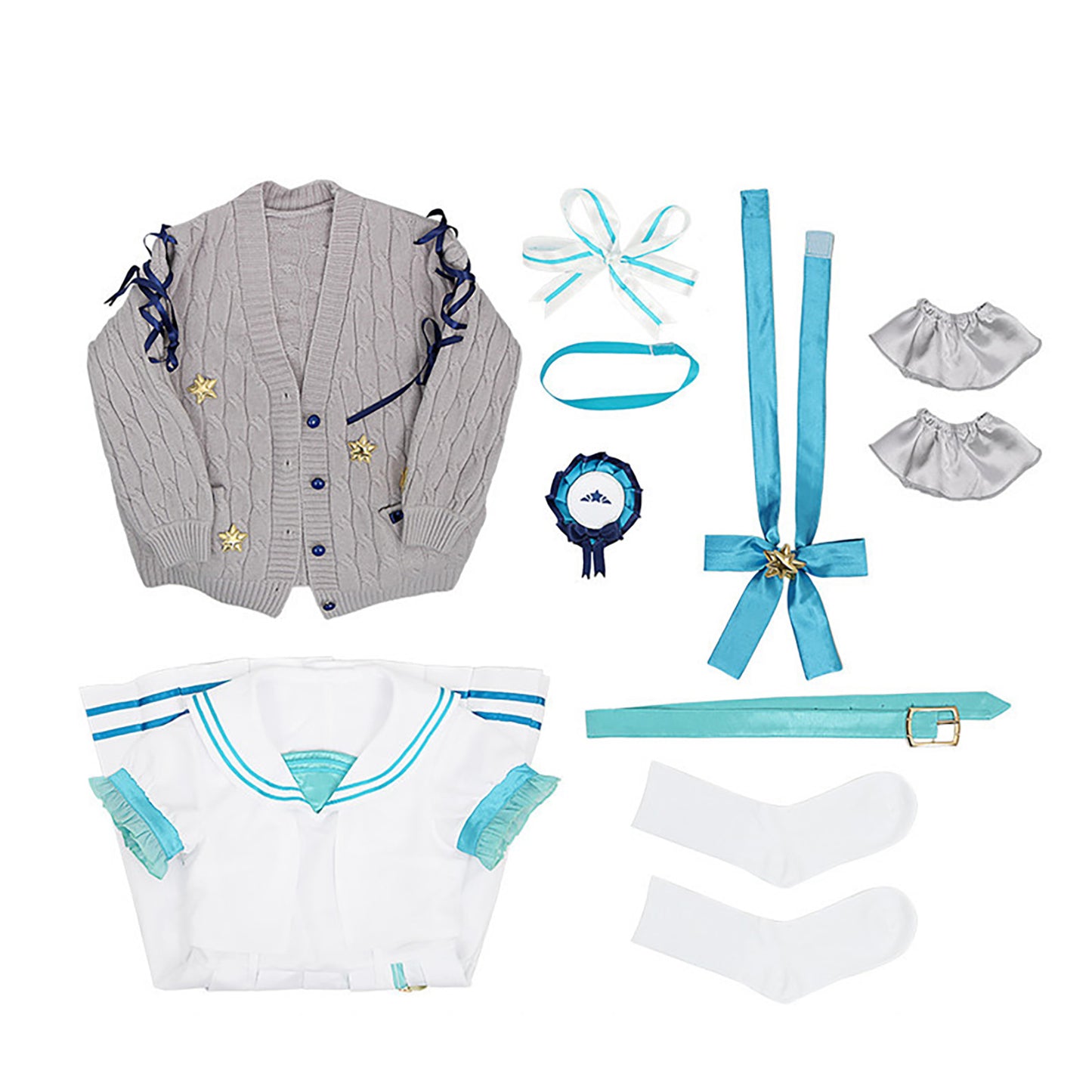 ホロライブ VTuber 星街すいせい セーラー服 コスプレ衣装+小物セット 大人用 即納 ホワイト/ネイビー 選べる2色