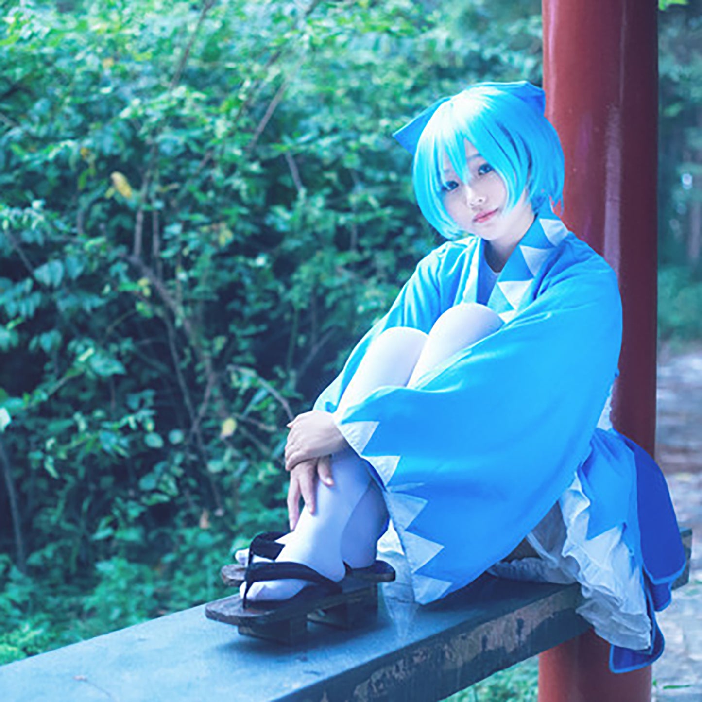東方project 東方紅魔郷 チルノ 風 コスプレ 衣装 ウィッグ付き★ 仮装 コスチューム