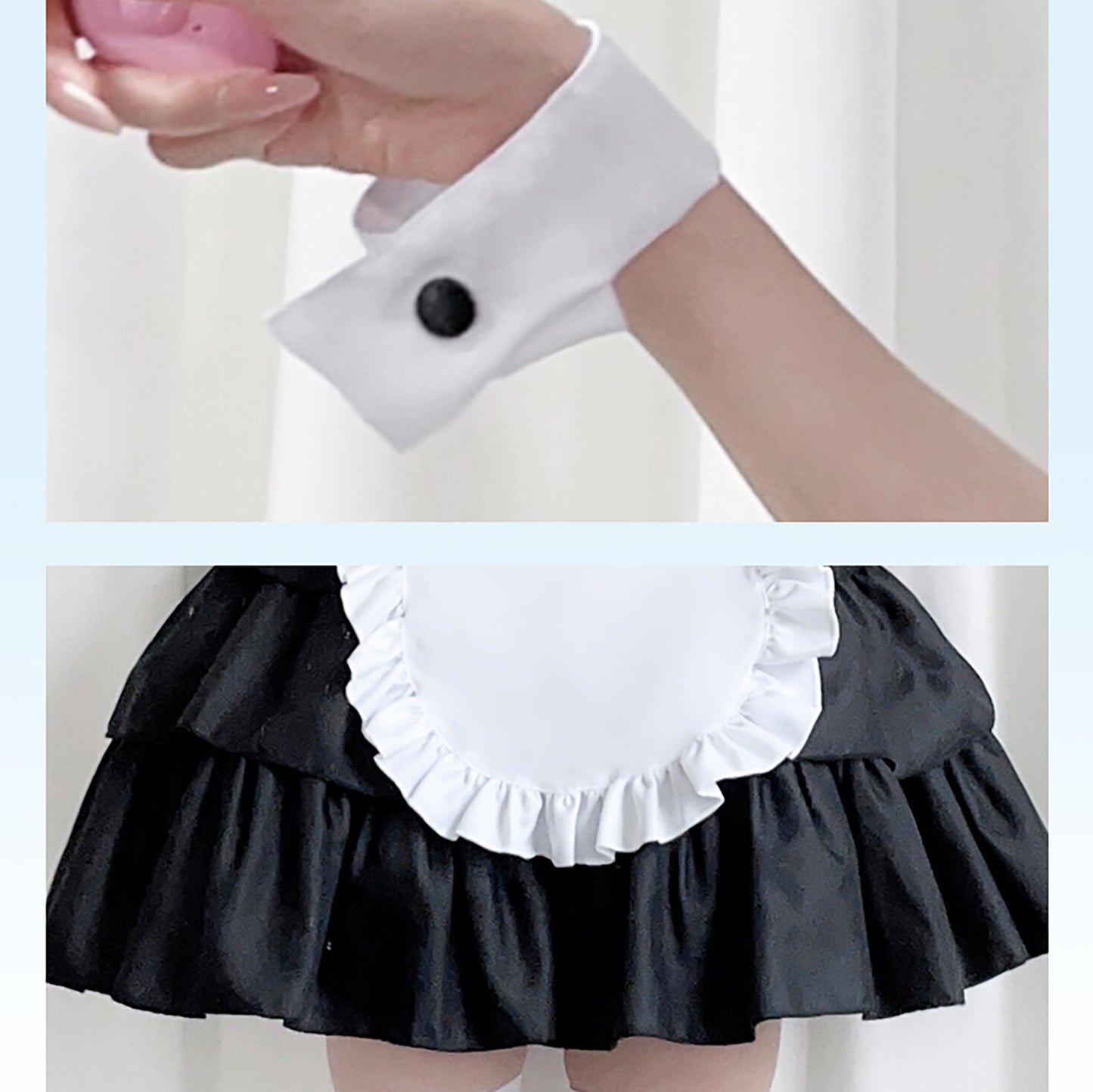 メイド服 コスプレ ハロウィン 仮装 衣装 フリル ミニ丈 花 ボタン