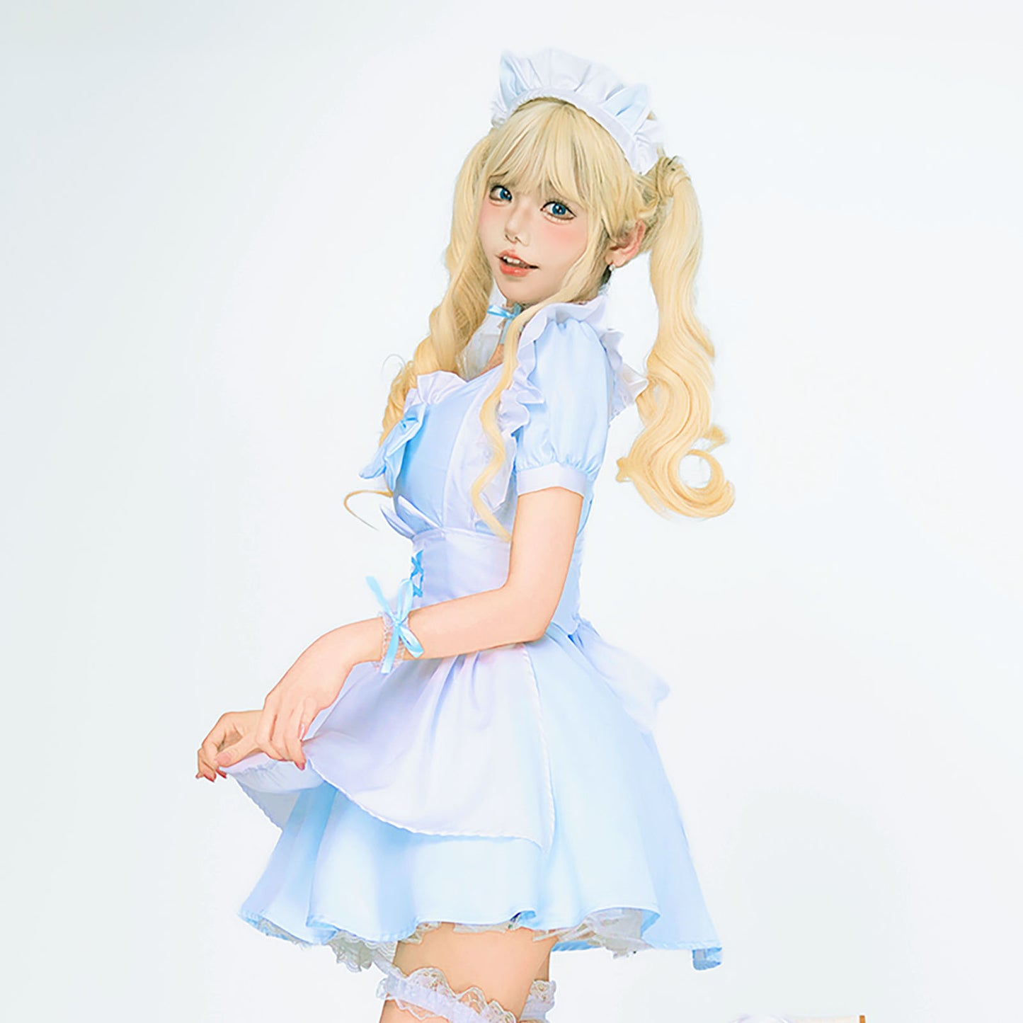 ハロウィン コスプレ 仮装 レディース ロリータ メイド 半袖 水色