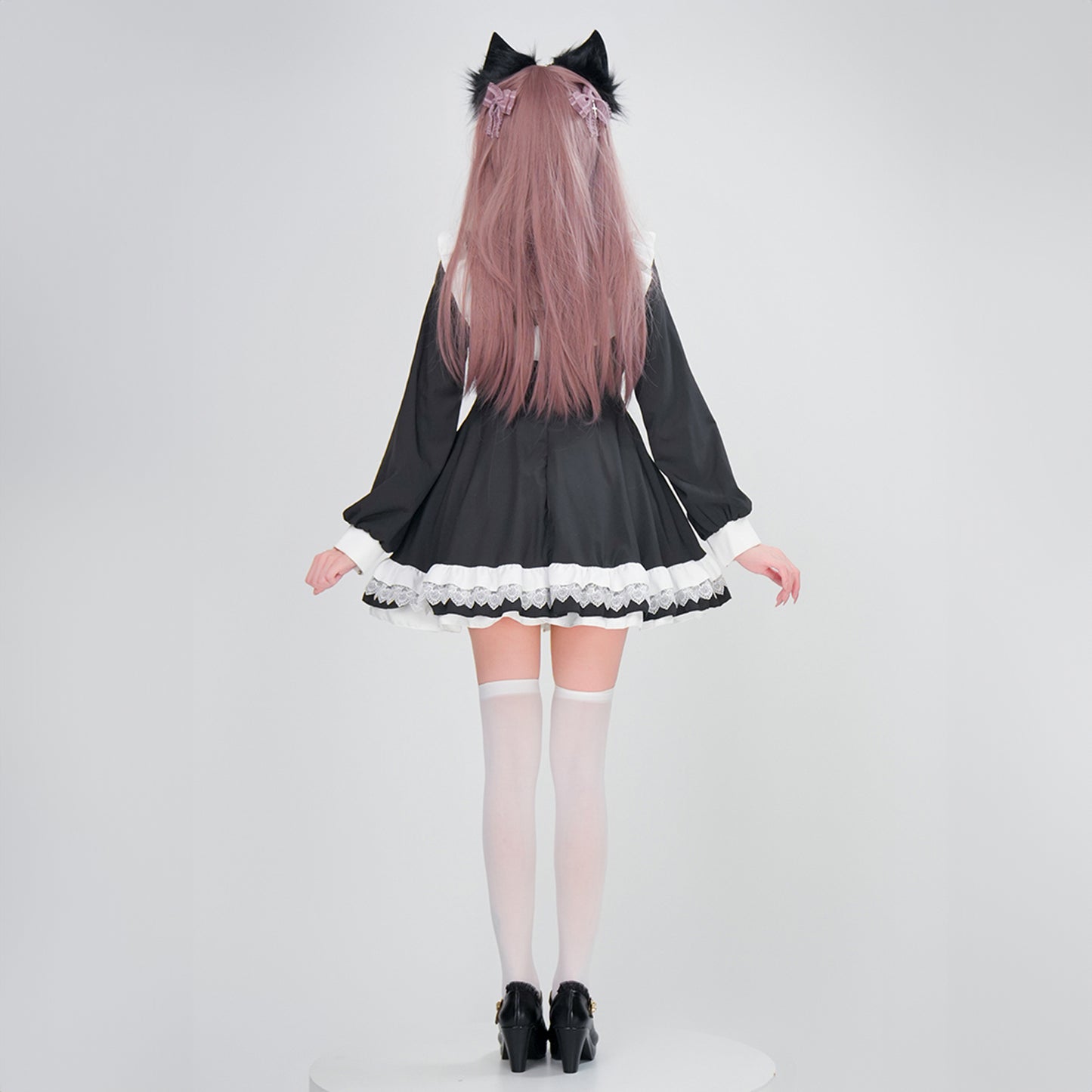 ハロウィン コスプレ 仮装 レディース シスター 眼帯 メイド 黒 水色
