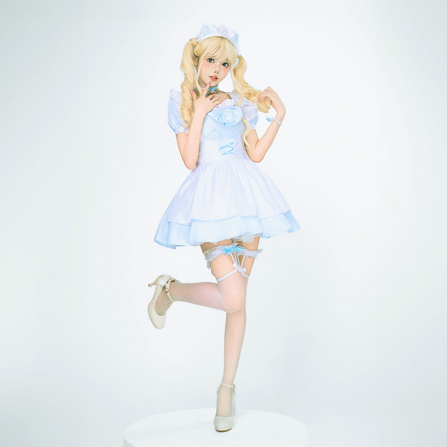 ハロウィン コスプレ 仮装 レディース ロリータ メイド 半袖 水色