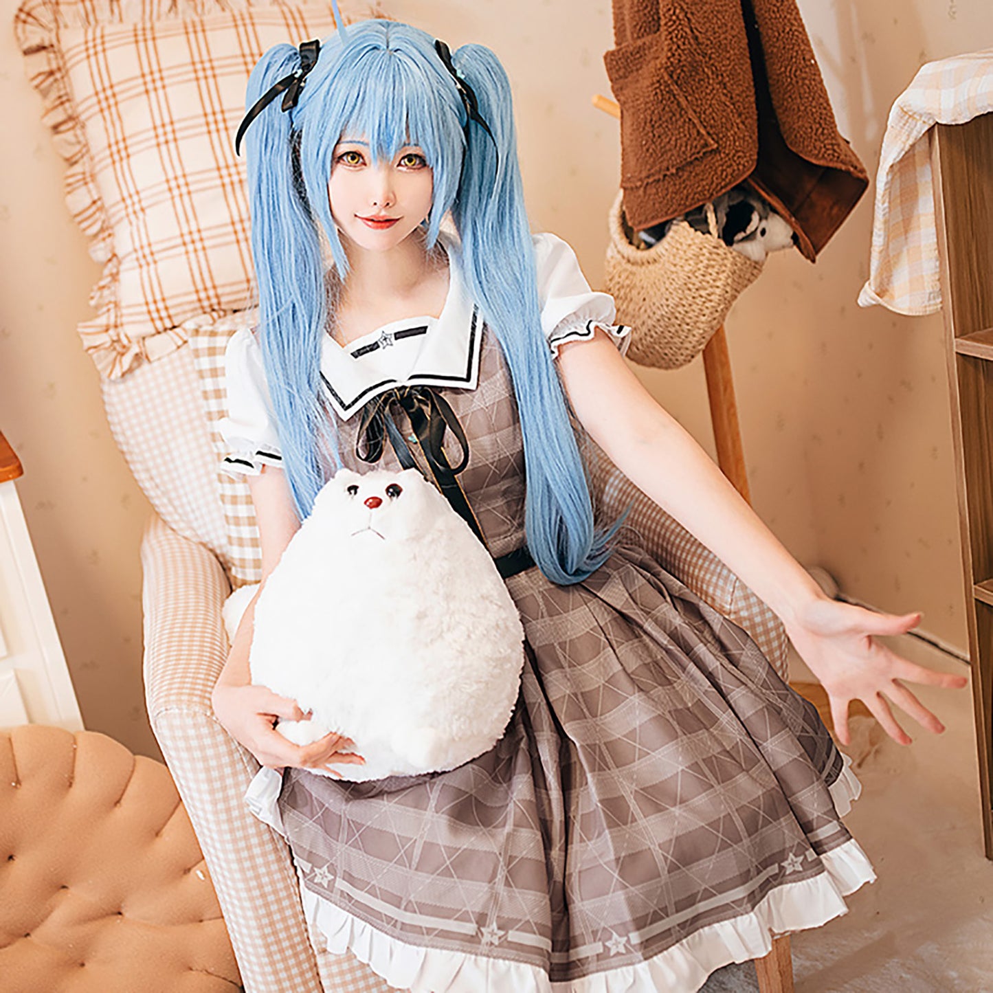 雪花ラミィ コスプレ ワンピース ハロウィン チェック ホロライブ