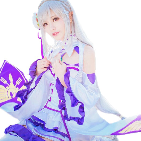 Re:ゼロから始める異世界生活 リゼロ エミリア 風 ワンピース コスプレ 衣装 ウィッグ付き