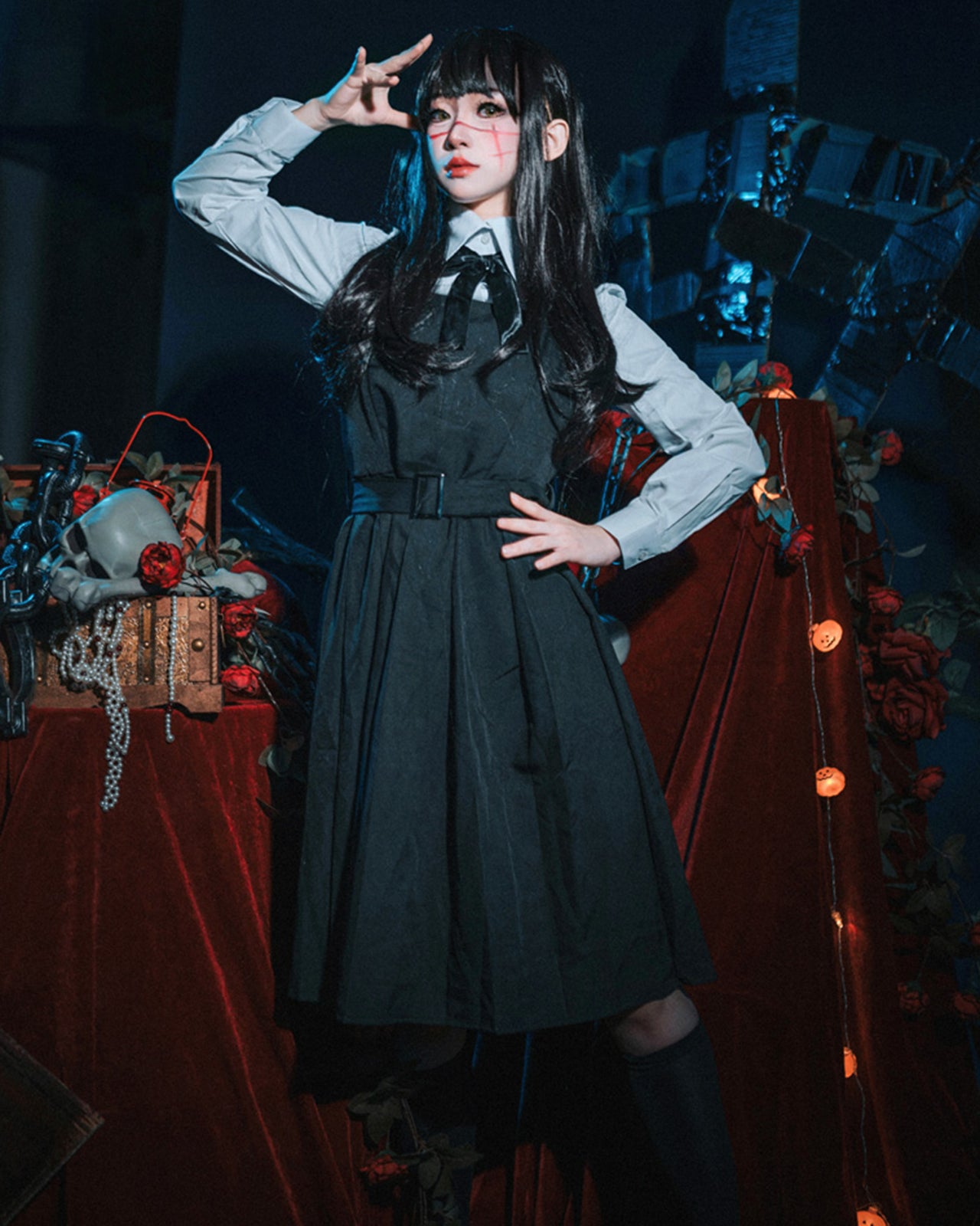 チェンソーマン 三鷹アサ コスプレ 制服 ワンピース ウィッグ付き コスチュームセット