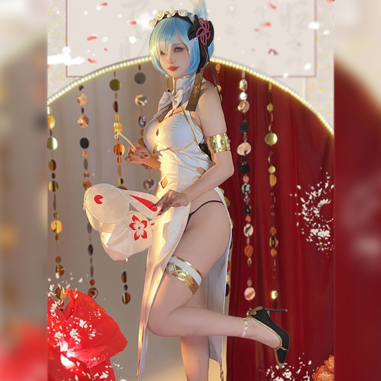 Re:ゼロから始める異世界生活 レム コスプレ チャイナドレス ホワイト アニメ