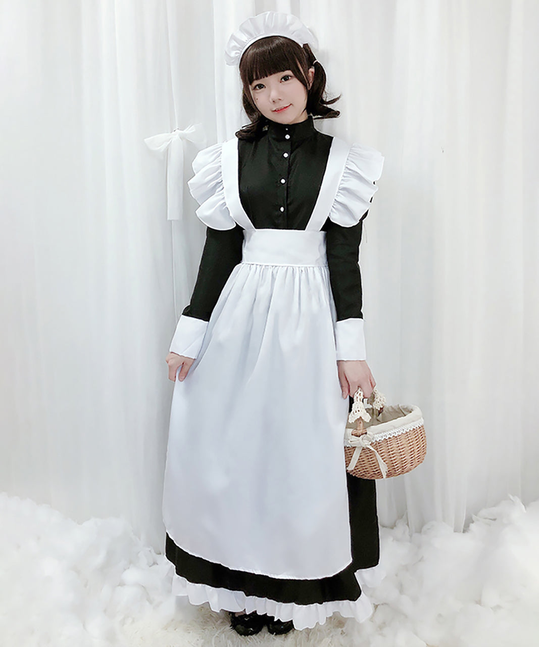 メイド服、チェック、クラシカルロングワンピースと白ロングエプロンの ...