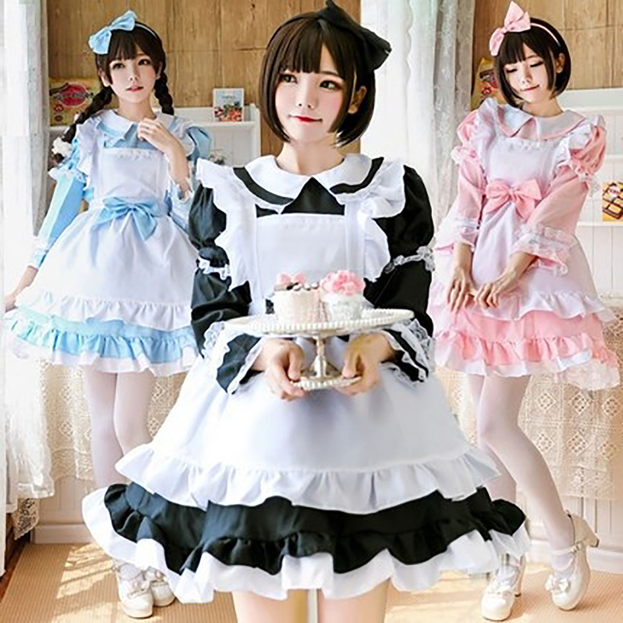 2 12まで メイド服 水色 - コスプレ