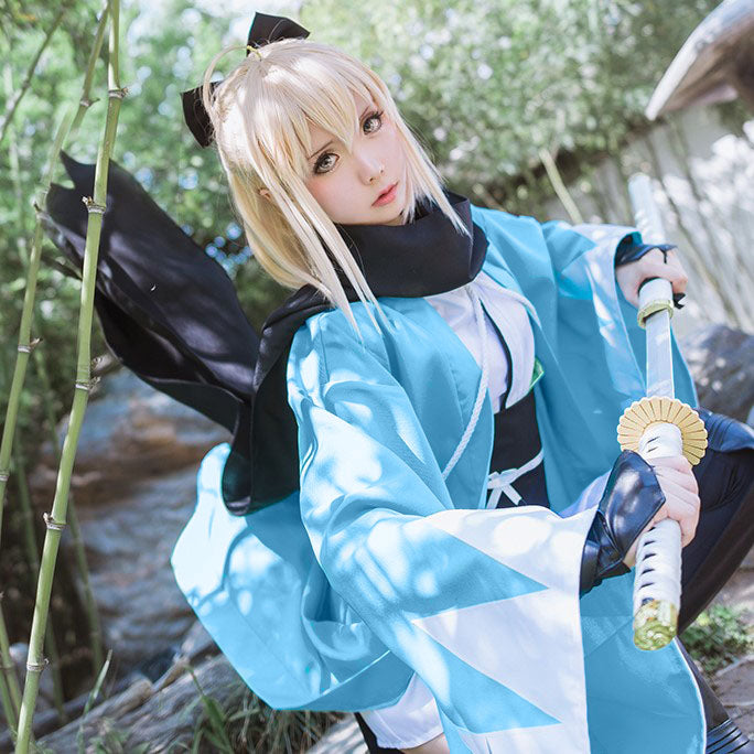 Fate/Grand Order FGO 沖田総司 桜セイバー 風 最終再臨 衣装 ウィッグ付き コスプレ コスチューム 衣装