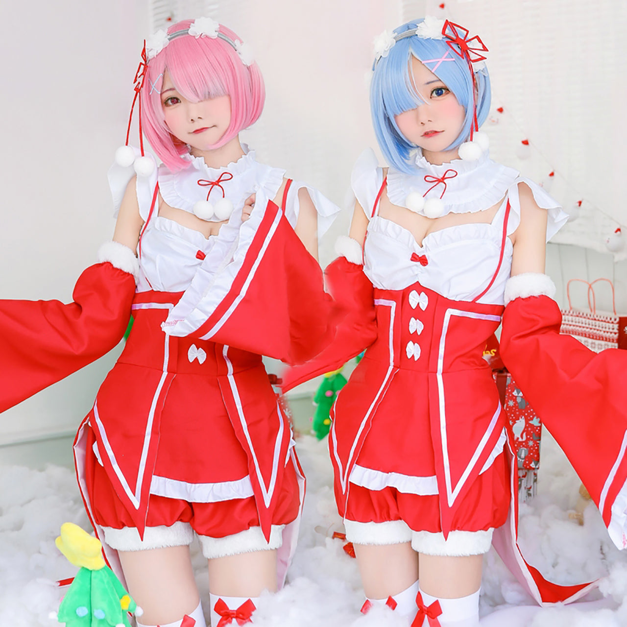 Re:ゼロから始める異世界生活 リゼロ レム ラム サンタ クリスマス ウィッグ付き メイド