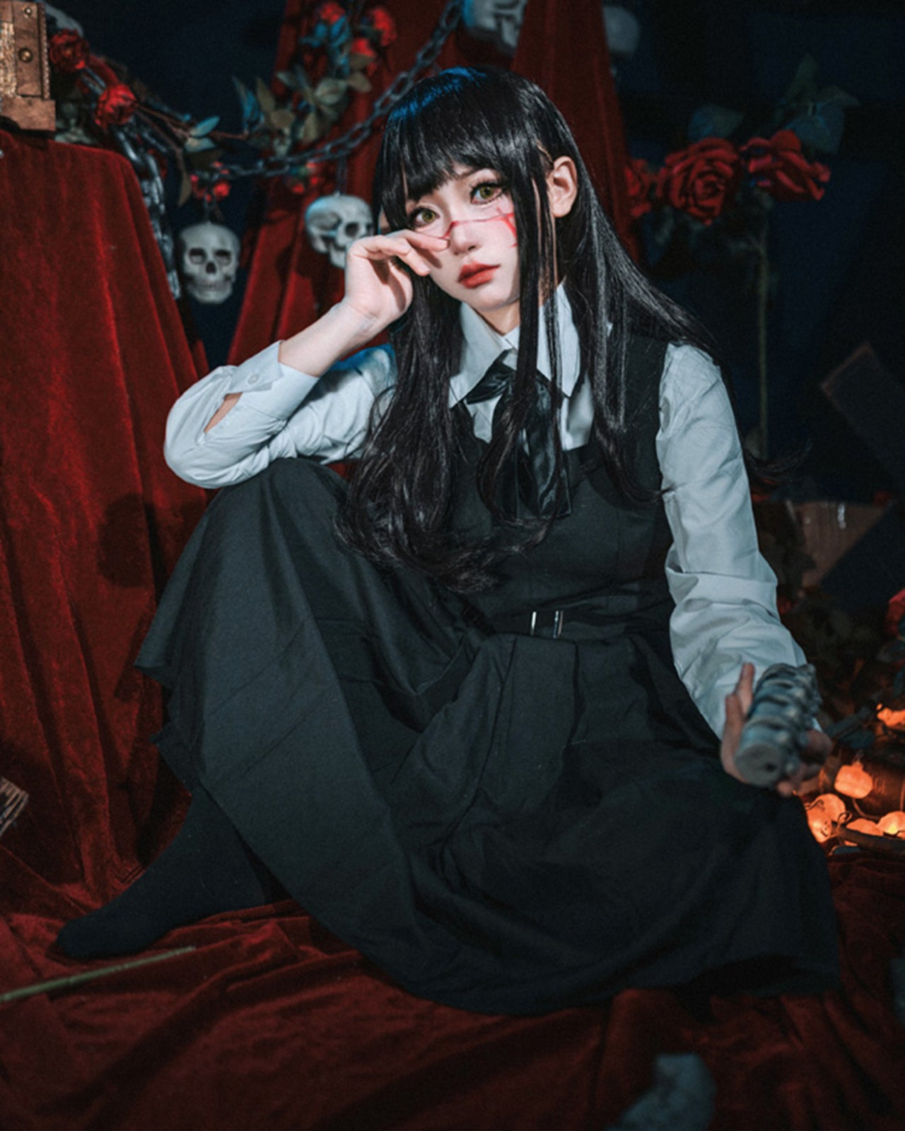 チェンソーマン 三鷹アサ コスプレ 制服 ワンピース ウィッグ付き コスチュームセット