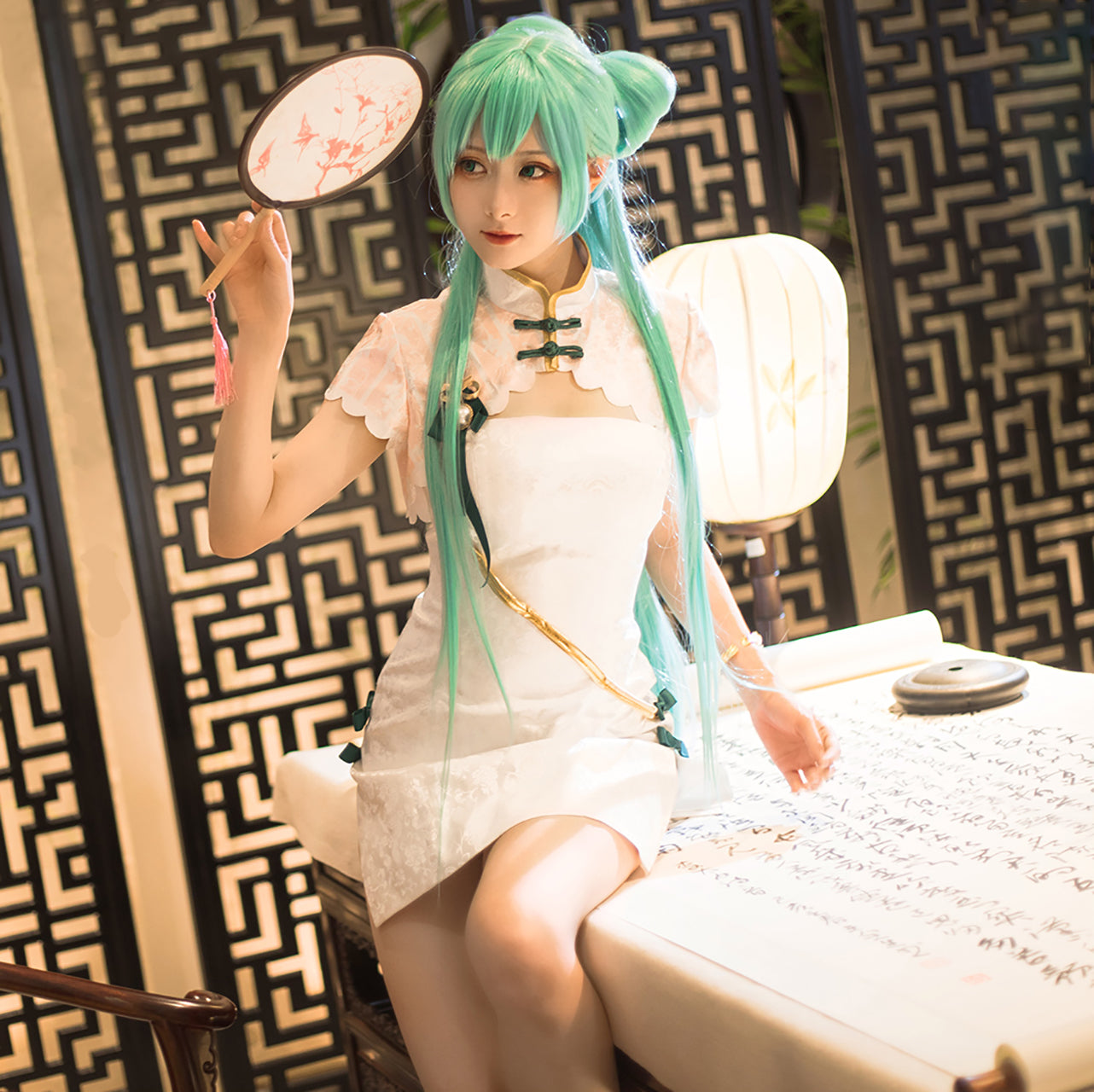 ボーカロイド 初音ミク チャイナドレス ミニ丈 白