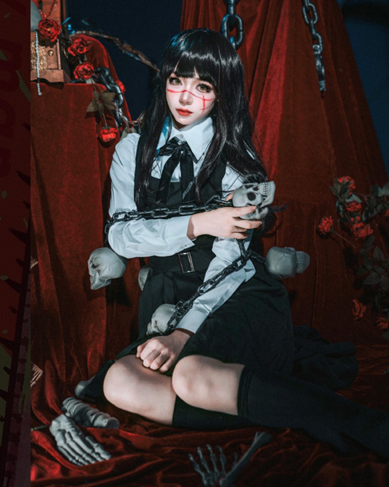 チェンソーマン 三鷹アサ コスプレ 制服 ワンピース ウィッグ付き コスチュームセット