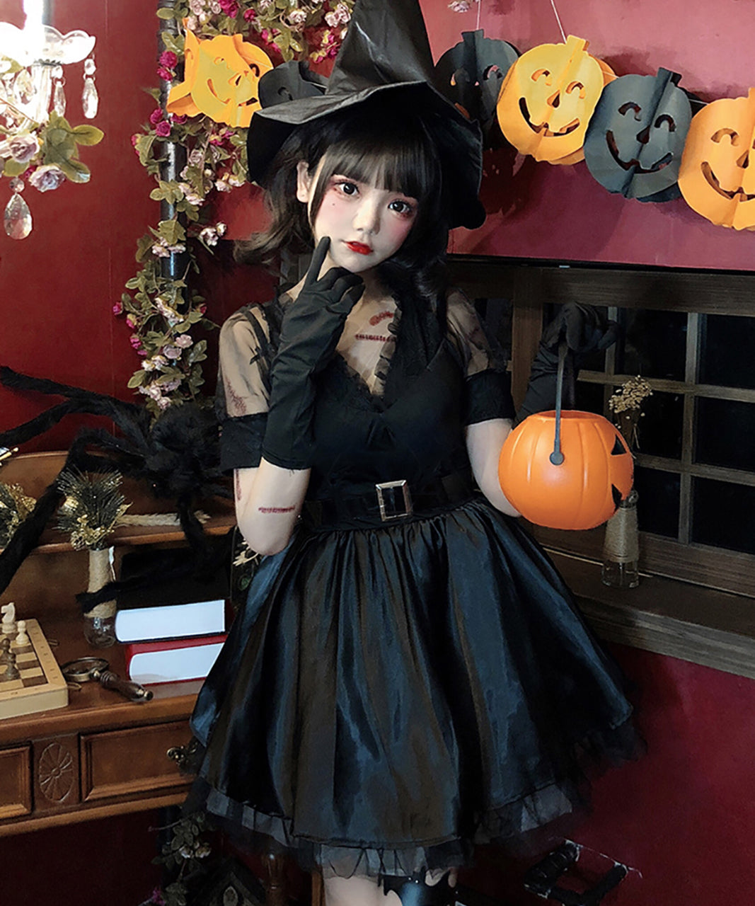 魔女 ウィッチ ワンピース  コスチューム 小悪魔 帽子 コスプレ  ハロウィン 仮装