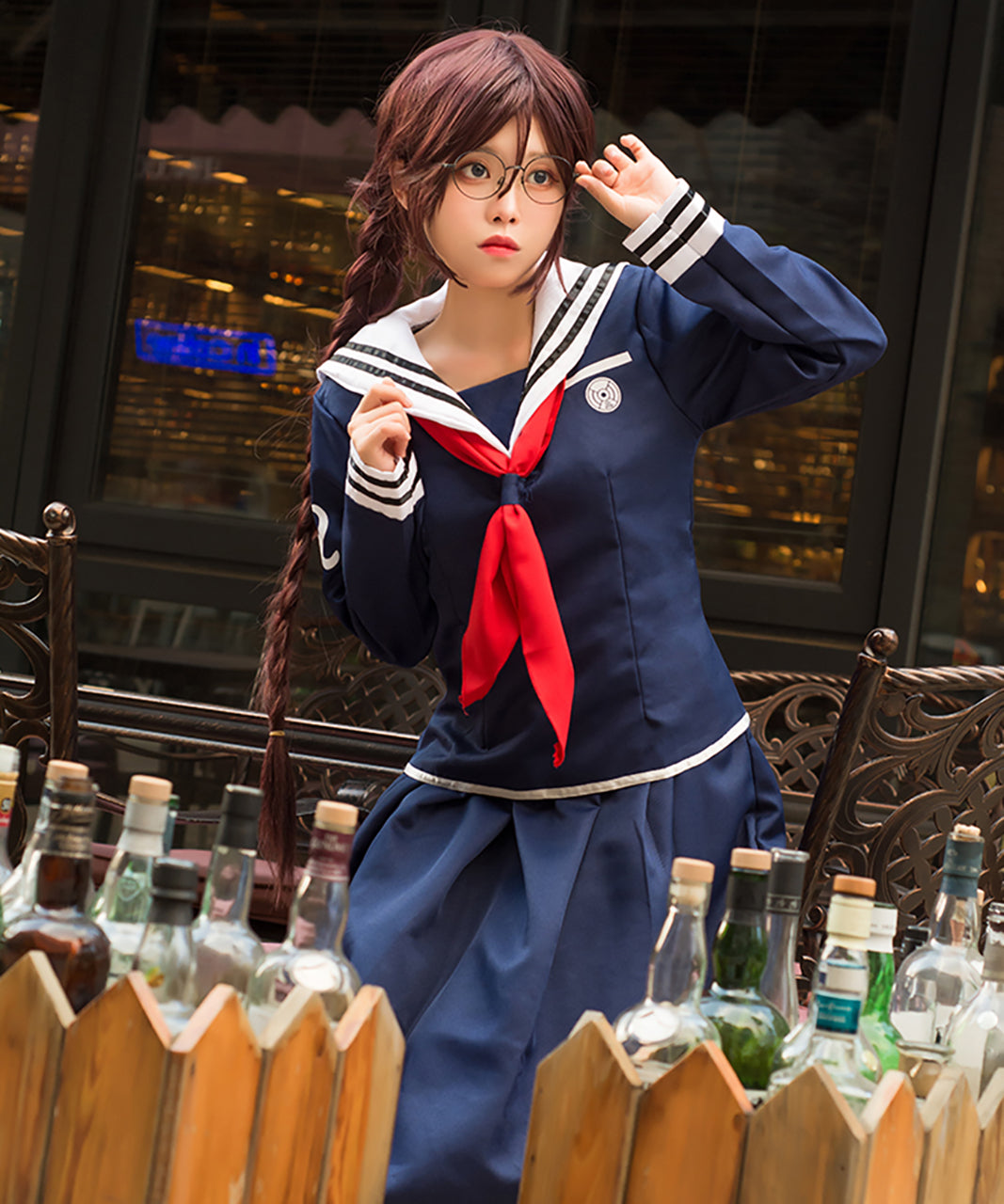 ウィッグ付 ダンガンロンパ 腐川冬子 コスプレ 川端女子高校 セーラー 制服