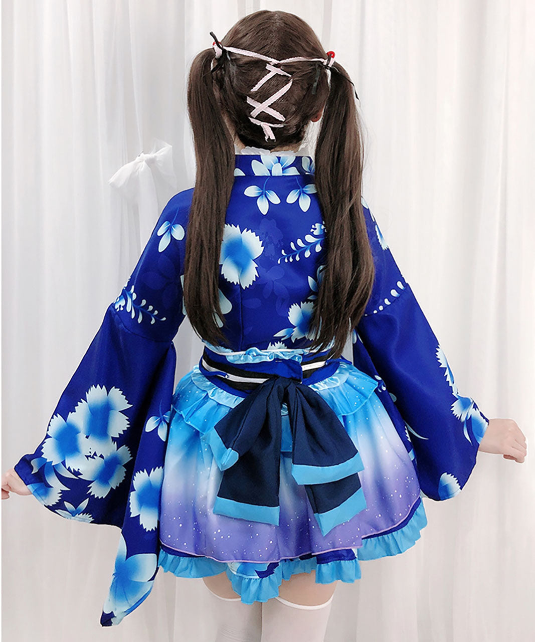浴衣 和風 ミニスカ コスプレ 衣装 ブルー 夏 コスチューム お祭り