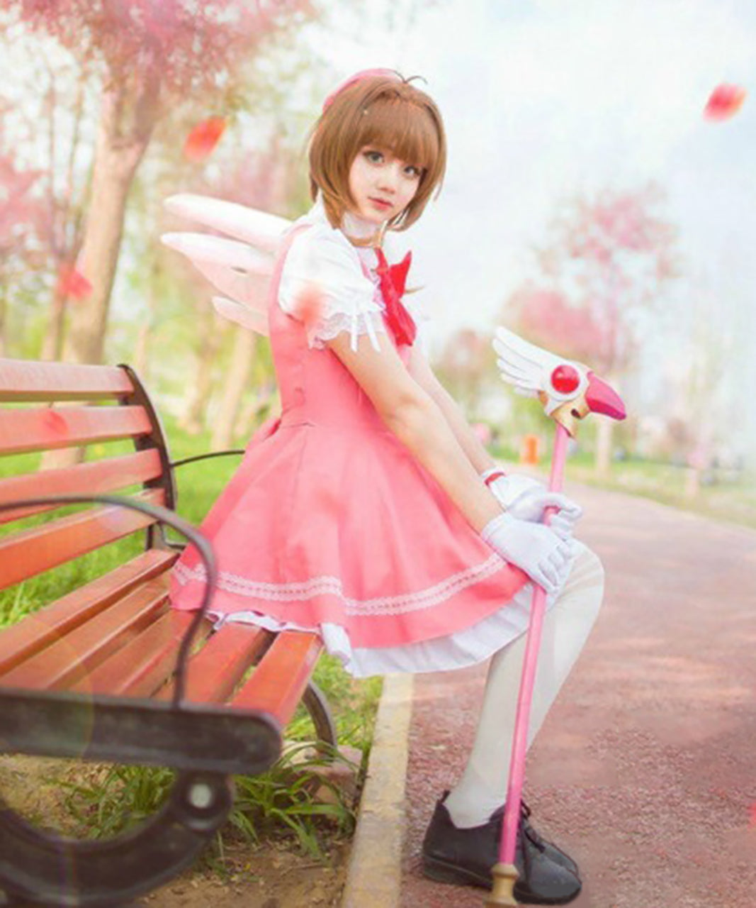 ウィッグ付き カードキャプターさくら コスプレ クロウカード編 衣装 バトルコスチューム CCさくら ハロウィン