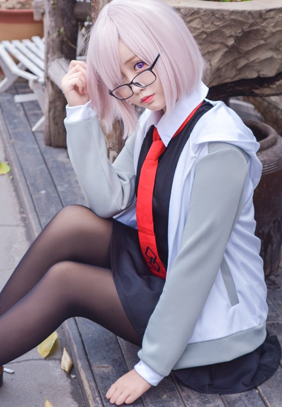 FGO Fate/Grand Order マシュ・キリエライト 風 制服 コスプレ 衣装 ウィッグ付き