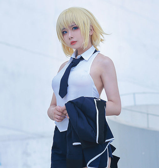 Fate Apocrypha ルーラー ジャンヌダルク 風 制服 コスプレ 衣装 ウィッグ付☆