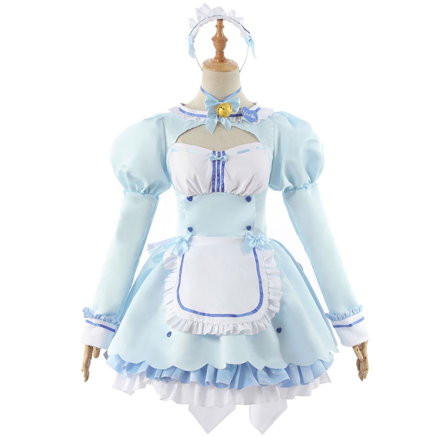ネコぱら バニラ コスプレ フィギュア 長袖 メイド服 水色