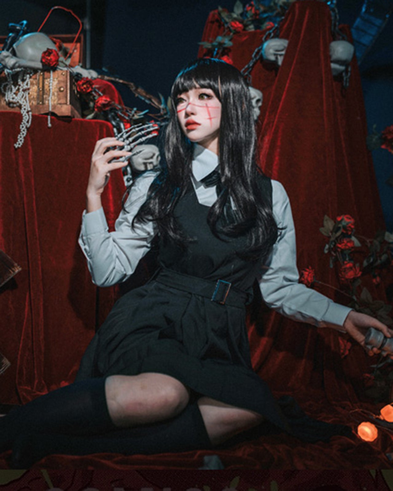 チェンソーマン 三鷹アサ コスプレ 制服 ワンピース ウィッグ付き コスチュームセット