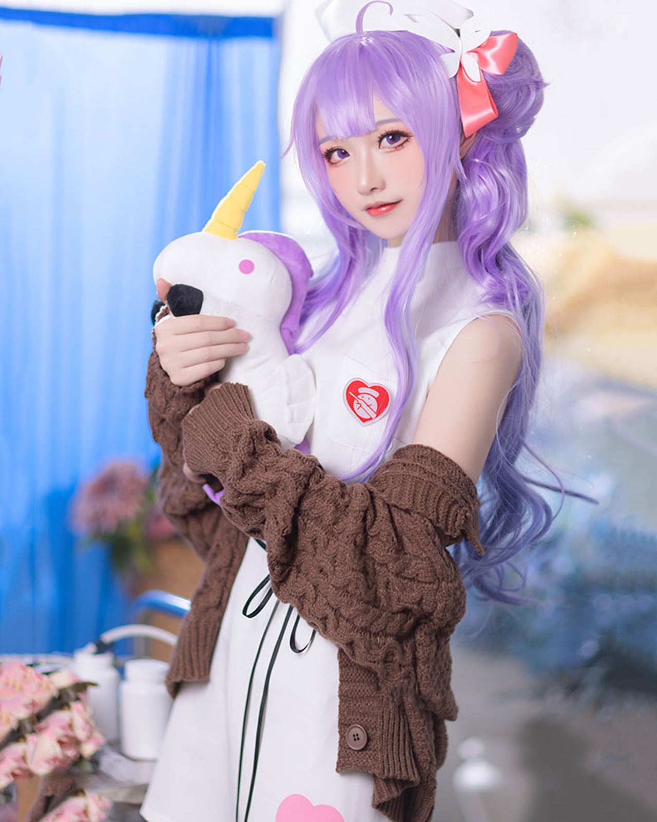 アズールレーン ユニコーン コスプレ ワンピース ナース ウィッグ付き