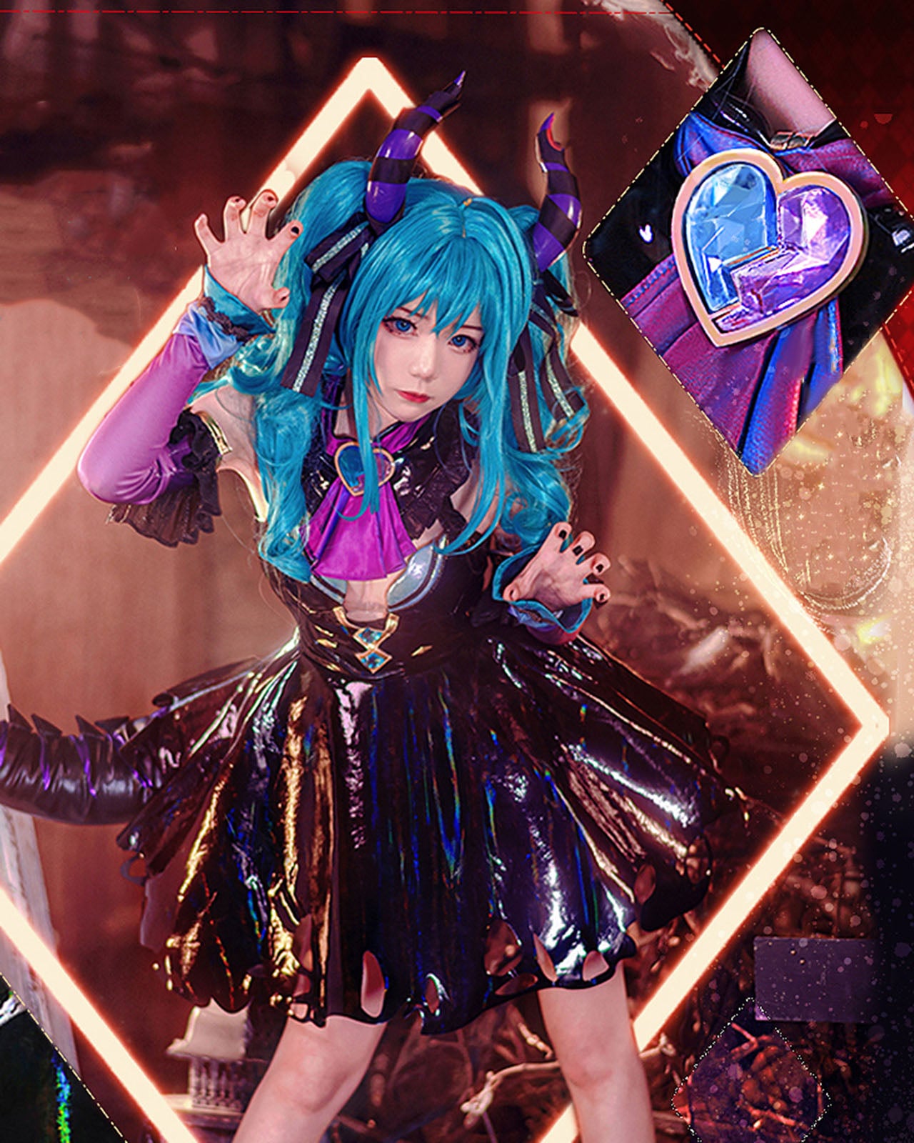 HOT人気セール初音ミク 小悪魔 デビル コスプレ ワンピース レザー ヴィラン ボーカロイド コスチューム・コスプレ