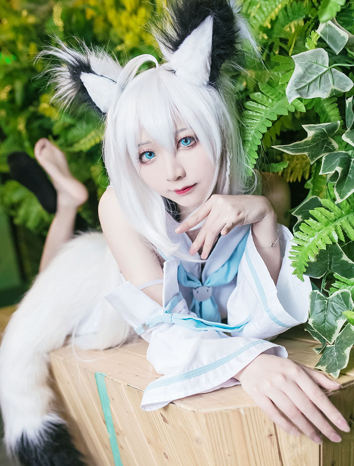 尻尾&耳つき VTuber 白上フブキ コスプレ セット しらかみ ふぶき 衣装
