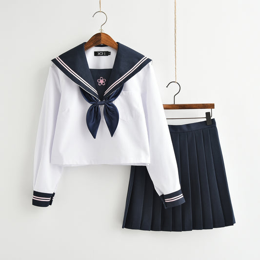 セーラー服 制服 長袖 コスチューム 衣装 (ホワイト)