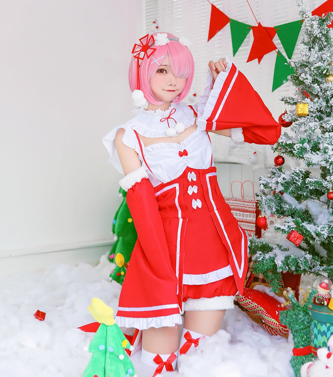 Re:ゼロから始める異世界生活 リゼロ レム ラム サンタ クリスマス ウィッグ付き メイド