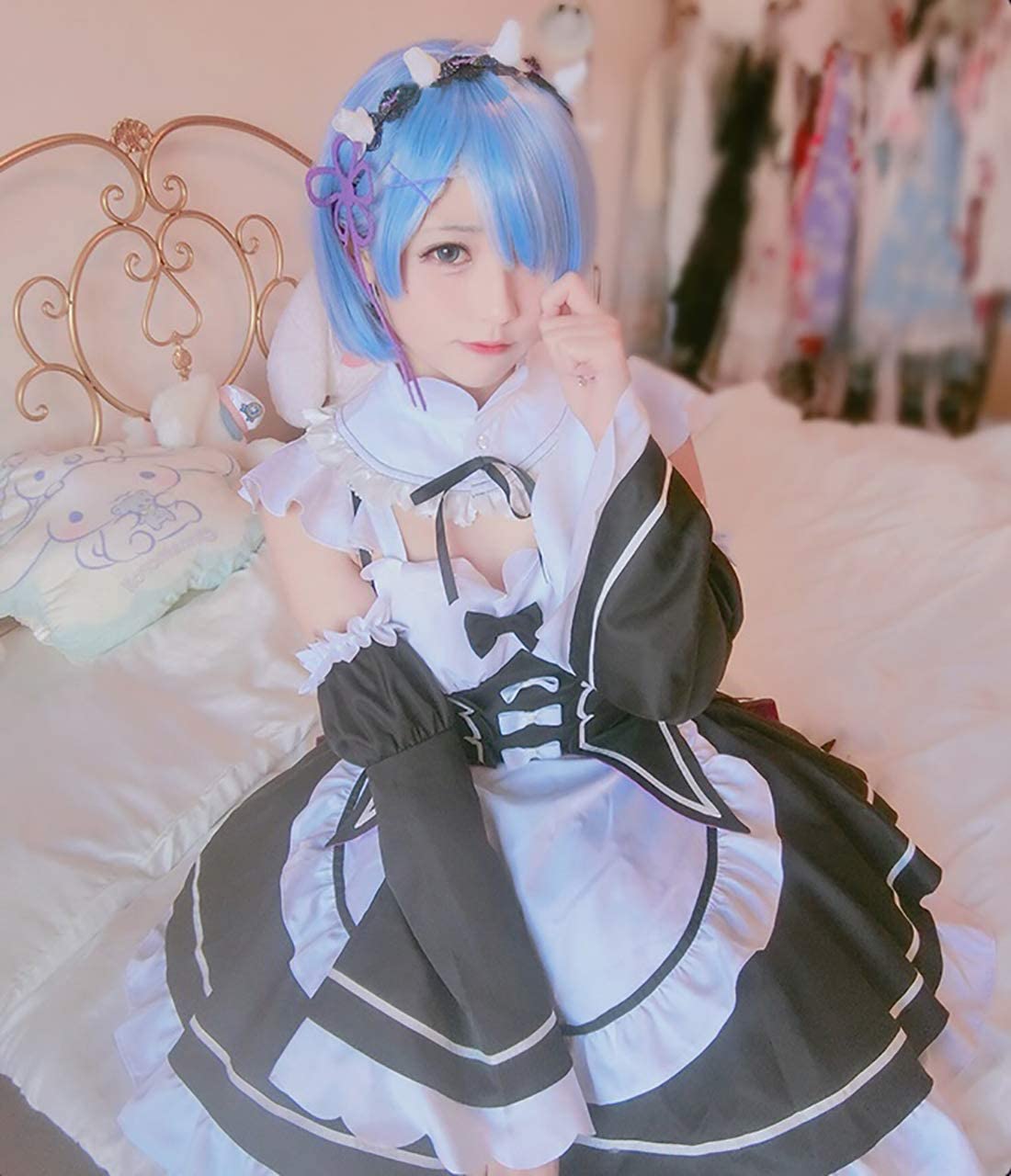Re:ゼロから始める異世界生活 レム ラム メイド服 ウィッグ付き リゼロ コスプレ 衣装 コスチューム レディース アニメ キャラ 男
