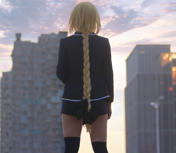 Fate Apocrypha ルーラー ジャンヌダルク 風 制服 コスプレ 衣装 ウィッグ付☆