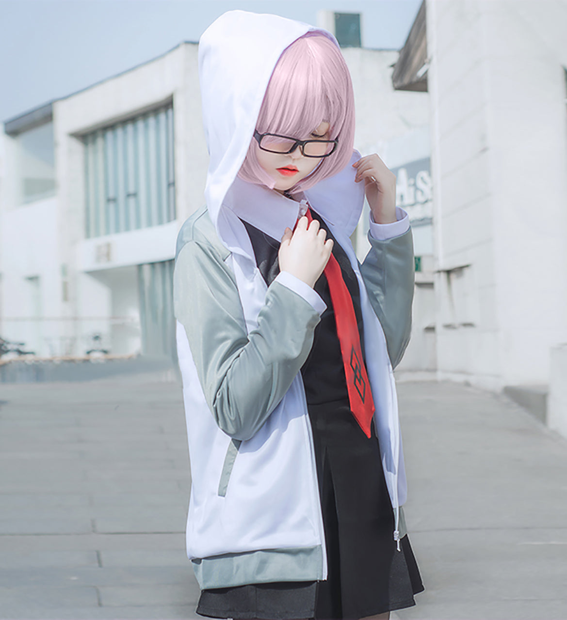 FGO Fate/Grand Order マシュ・キリエライト 風 制服 コスプレ 衣装 ウィッグ付き