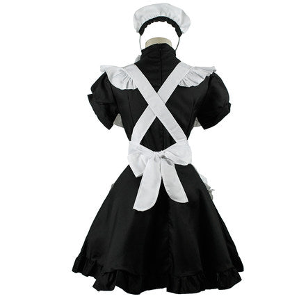 カチューシャ付き 英国風 ひざ丈 メイド服