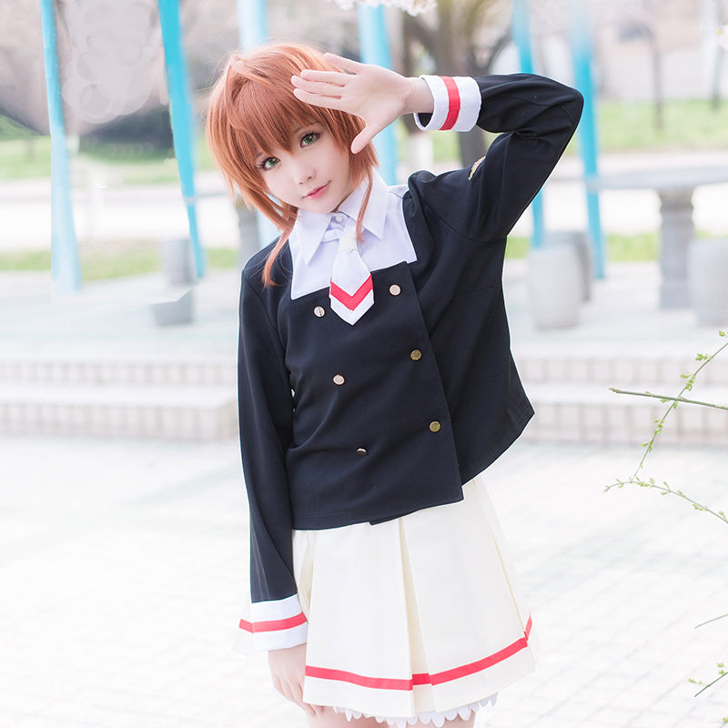 ウィッグ付 カードキャプターさくら 木之本 桜 友枝中学校 風 制服 コスプレ 衣装 コスチューム CCさくら